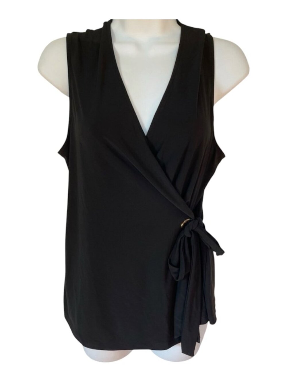 Anne Klein Black Wrap Top Size Medium